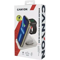 Зарядний пристрій Canyon WS-304 3 в 1 QI Cosmic Latte (CNS-WCS304CL) - мініатюра 8