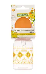 Пляшечка для годування Baby Team, з силіконовою соскою, 125 мл, помаранчевий (1400_оранжевый) - мініатюра 2
