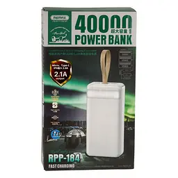 Універсальна мобільна батарея Remax RPP-184 40000mAh з ліхтарем (Білий) - мініатюра 6