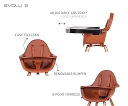 Стілець для годування Childhome Evolu 2 з бампером, коричневий (CHEVOCHRU) - мініатюра 18