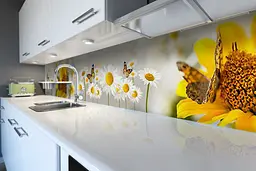 Кухонний фартух самоклеючий Ніжні Ромашки 02 наклейка ПВХ метелика жовтий 60х250 см Happy Pocket Z180332 - мініатюра 6