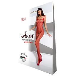 Бодістокінг Passion BS071 red, комбінезон на бретелях - мініатюра 5