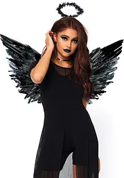 Крила чорного ангела Leg Avenue Angel Accessory Kit Black, крила, німб - мініатюра 1