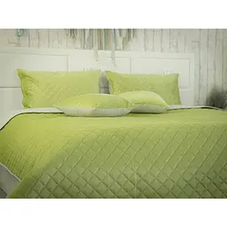Покривало Руно 150х220 см велюр оливкове (360.55_360.55_Olive Green ромб) - мініатюра 5