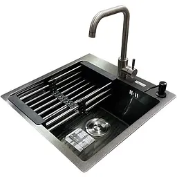 Комплект мийка + змішувач Romzha Arta U-450S BL (B)