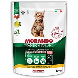 Сухий корм для кошенят Morando Tradizioni Kitten з куркою та лососем 400 г