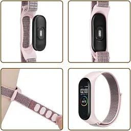 Ремінець BeCover Nylon Style для Xiaomi Mi Smart Band 5 / Mi Smart Band 6 Black-Red (705416) - мініатюра 2