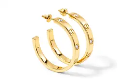 Сережки з жовтого золота з муассанітами S-0409