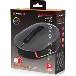 Комп'ютерна мишка Real-El RM-470W Wireless/Bluetooth Dark Gray (EL123200049) - мініатюра 9