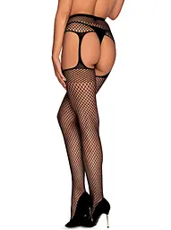 Колготки з імітацією панчох Obsessive Garter S815 S-L чорний - мініатюра 3