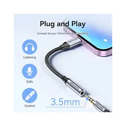 Перехідник Lightning to 3.5mm 0.1m cotton braided aluminum gray Vention (BMBHA) - мініатюра 11