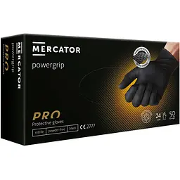 Нітрилові рукавички Mercator gogrip PRO без пудри чорні розмір M 25 шт. - мініатюра 2