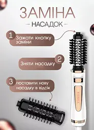 Фен щітка з обертанням Kemei, фен для волосся, фен-щітка браш для об'єму, браш, 800 Вт - мініатюра 3