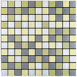 Самоклеюча алюмінієва плитка Sticker Wall 300х300х3мм Срібна із золотом шахи SW-00001827