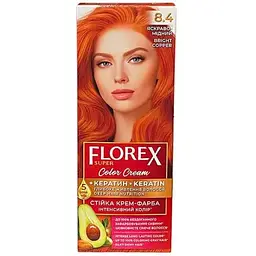 Крем-фарба Florex для волосся КЕРАТИН 8.4 Яскраво-мідний