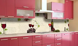 Вініловий кухонний фартух Happy Pocket Виноград та Лоза наклейка для кухні вино келих Напої Бежевий Z181644 - мініатюра 3