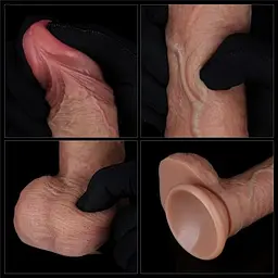 Реалистичный фаллоимитатор на присоске LoveToy Dual-Layered Silicone Cock #1, 19.5 см - миниатюра 5