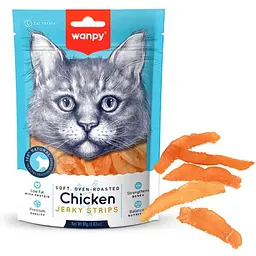 Ласощі для котів Wanpy Soft Chicken Jerky Strips Ванпі Смужки з в'яленого курячого філе 80 г