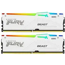 Модуль пам'яті для комп'ютера DDR5 64GB (2x32GB) 5600 MHz Beast White RGB Kingston Fury (ex.HyperX) (KF556C36BWEAK2-64)