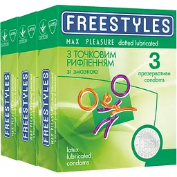 Презервативи Freestyles Max Pleasure Точкові 9 шт. (3 упаковки по 3 шт.) (ROZ6400229471) - мініатюра 2