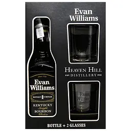 Віскі Evan Williams Black Kentucky Straight Bourbon Whiskey 43% 0.75 л + 2 склянки в подарунковій упаковці - мініатюра 2