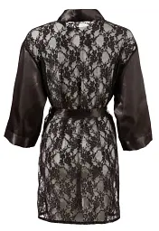 Пеньюар Cottelli Collection Lingerie Lace Kimono L/XL чорний - мініатюра 4