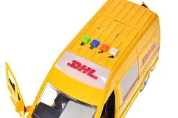 Іграшковий мікроавтобус Служба доставки DHL 1:16 інерційний світлозвукові ефекти WY591C у коробці р.27х16,5х11,5см - мініатюра 6