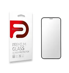 Захисне скло для Apple iPhone 12 Pro Max, Full Glue, 2.5D, на весь екран, глянцеве, загартоване 9H, повне проклеювання по всій поверхні, з чорною рамкою, протиударне, ArmorStandart (ARM57550)