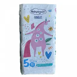 Підгузники Babydream FUN&FIT Розмір 5 junior, Вага 12-25 кг, 40 шт