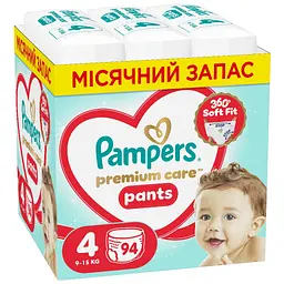 Підгузки Pampers Premium Care Pants Розмір 4 (9-15 кг) 94 шт (8006530320160)