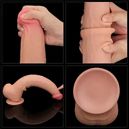 Фалоімітатор LoveToy Sliding-Skin Dual Layer Dong King Sized 34 см тілесний - мініатюра 19