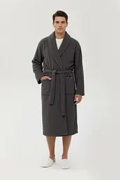 Халат махровий unisex Lotus Home - Basic New Line антрацит S - мініатюра 4