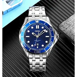 Наручний годинник Skmei 9276 Silver Blue steel strap, 9276SSIBU (18380) - мініатюра 4