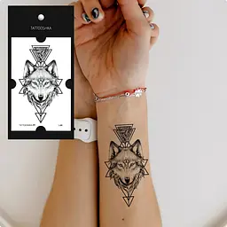 Тимчасове татуювання Вовк графічний Tattooshka L-69 чорний - мініатюра 2