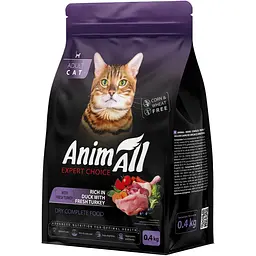 Повнораціонний сухий корм для котів AnimAll зі свіжою індичкою та качкою 400 г