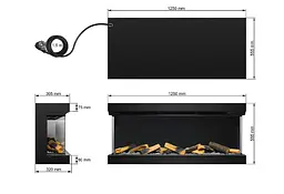 Тристоронній електрокамін ArtiFlame AF50TS — 125 см, 3D-ефект полум’я, LED-підсвічування, обігрів та Wi-Fi - мініатюра 4