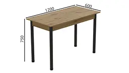 Стіл кухонний Ferrum-decor Беніта 75x120x60 Чорний ДСП Дуб Артізан 16мм (FRD-105691) - мініатюра 4