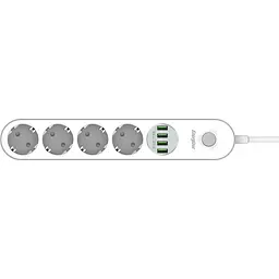 Мережевий фільтр Power filtr 2.0м 4 розетки, 4xUSB 3.4A, з заземленням білий (EPB2500W00EU) - мініатюра 4