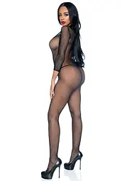 Бодістокінг Leg Avenue V Front Bodystocking One size Black дрібна сітка доступ - мініатюра 3