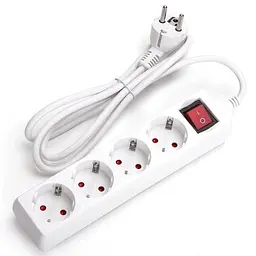 Німецький 4-розетний прямокутний подовжувач з вимикачем 3G1.0mm2 1.5м