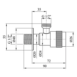 Кран приладовий Kroner KRP Edelstahl Klassisch - ESG100 1/2"х1/2" ЗЗ (CV022973) - мініатюра 6