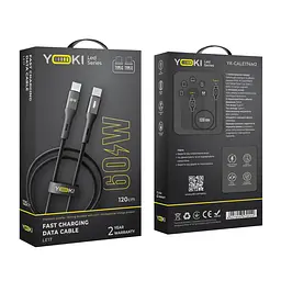 Кабель для заряджання та обміну даними USB Yoki YK-LE17 LED Series Type-C to Type-C 60W 3A/20V 1.2 m Black - мініатюра 2
