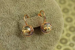 Сережки Xuping Jewelry Сяйво шампані з каменями Сваровські 1,7 см золотисті