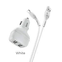Адаптер автомобільний HOCO Lightning Cable Leader Z36 2USB Білий