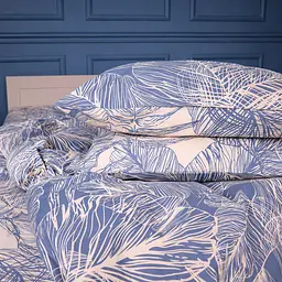 Комплект постільної білизни бязь Mirson Palm Veil 200х220 см рожево-синій (2200013671756) - мініатюра 2