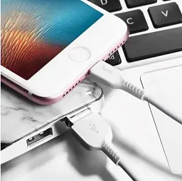 Кабель для заряджання смартфона/телефона Hoco X20 USB lighting дріт 2 м білий - мініатюра 2