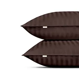 Комплект постільної білизни Cosas євро сатин з простирадлом на резинці WALNUT CS1 200 x 220 см (StrSatin_26Walnut_El180-Walnut_200) - мініатюра 5
