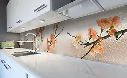 Кухонний фартух Квітучі гілки вінілової троянди для кухні 65х250 см Квіти Помаранчевий Happy Pocket Z184729 - мініатюра 5