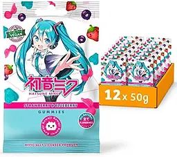 Японські желейні цукерки Hatsune Miku зі смаком полуниці та чорниці 125г - мініатюра 2