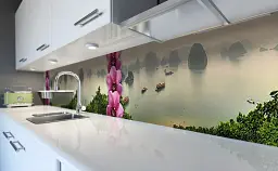 Вініловий кухонний фартух Happy Pocket Тайланд наклейка для кухні квіти скелі Море Зелений 60х300 см Z181427